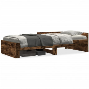 Bed Frame Smoked Oak Engineered Wood, Plywood Twin Bed ...