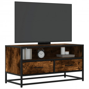 TV Cabinet Smoked Oak Engineered Wood, Metal TV Cabinet