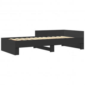 Bed Frame Black Engineered wood, Plywood Single 35.4x78...