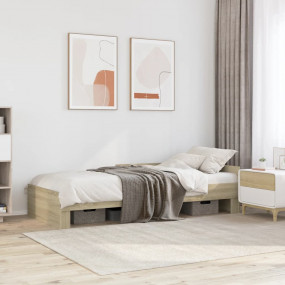 Bed Frame Sonoma Oak Engineered wood, Plywood Single Du...