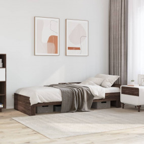 Bed Frame Brown Oak Engineered wood 35.4 x 78.7 in Bed ...