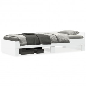 Bed Frame White Engineered Wood Twin Bed Frame Rectangu...