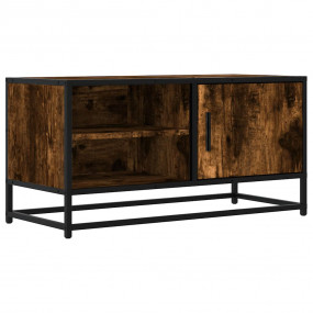 TV Cabinet Smoked Oak Engineered Wood, Metal Medium TV ...