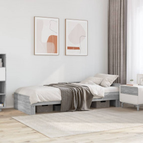 Bed Frame Grey Sonoma Engineered wood Single Modern Bed...