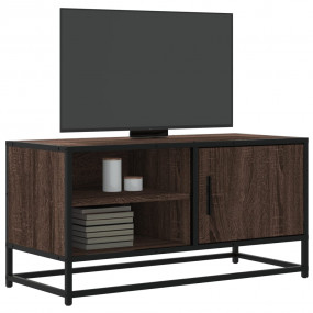 TV Cabinet Brown Oak Engineered Wood, Metal TV Cabinet