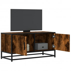 TV Cabinet Smoked Oak Engineered wood, Metal Medium TV ...