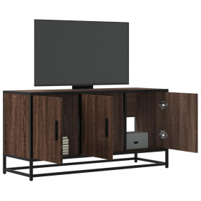 TV Cabinet Brown Oak Engineered Wood, Metal Medium TV C...