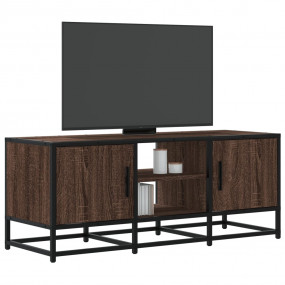 TV Cabinet Brown Oak Engineered Wood, Metal Medium TV C...