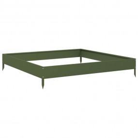 Garden Raised Bed Olive green Steel 39.4 x 39.4 x 7.3 i...