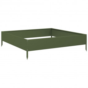 Garden Raised Bed Olive green Steel 39.4x39.4x10.2 in S...