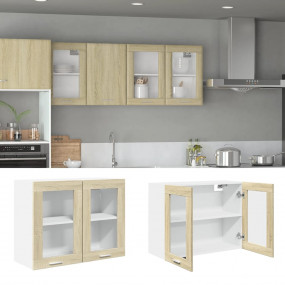 Hanging Glass Cabinet Sonoma Oak Engineered wood and gl...