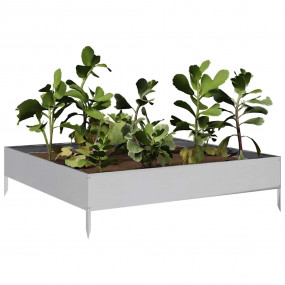 Garden Raised Bed Galvanized Steel 39.4x39.4x10.2 in Du...