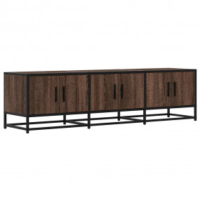 TV Cabinet Brown Oak Engineered Wood, Metal Medium TV C...