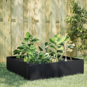 Garden Raised Bed Black Steel 39.4 x 39.4 x 9.8 in Dura...