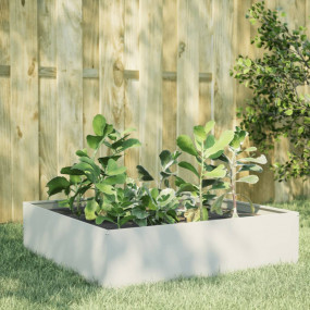 Garden Raised Bed White Steel 39.4x39.4x9.8 in Planters