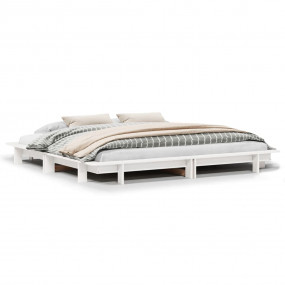 Bed Frame White Solid Pine Wood Full Modern Bed Frame