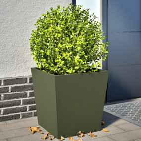 Garden Planter Set of 2 Olive Green Cold-rolled Steel L...