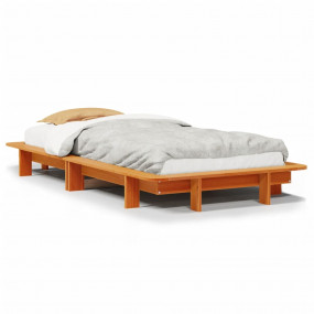 Bed Frame Wax brown Solid pinewood and plywood slats Tw...
