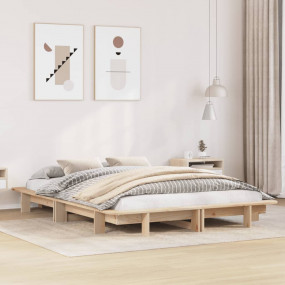 Bed Frame Natural wood Solid pinewood Double (53.1 x 74...