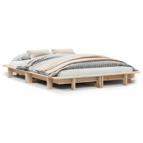 Bed Frame Natural pine Solid pinewood, plywood slats Sm...