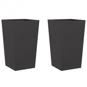 Garden Planter Set of 2 Black Steel Large Garden Plante...