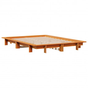 Bed Frame Wax brown Solid pine wood, Plywood Small Doub...