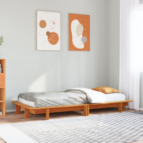 Bed Frame Wax brown Solid pinewood and plywood Small Si...