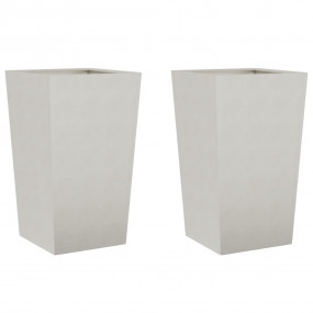 Garden Planter Set of 2 Silver Stainless Steel Large Du...