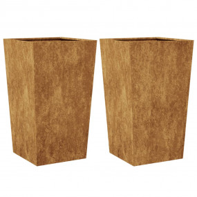 Garden Planter Set of 2 Brown Weathering steel