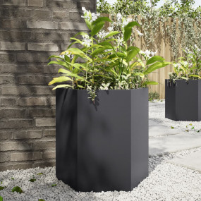 Garden Planter Set of 2 Black Steel Medium Durable