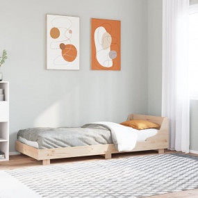 Bed Frame Natural Wood Solid Pine Wood, Plywood Twin Be...