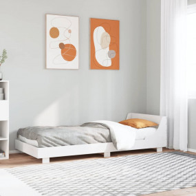 Bed Frame White Solid pine wood 39.4 x 78.7 in Tough Bu...