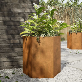 Garden Planter Set of 2 Rust-brown Weathering steel Med...