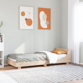 Bed Frame Natural Wood Solid pine wood, Plywood Twin Be...
