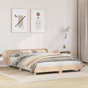Bed Frame Solid Pine Wood Double Durable Bed Frame Rect...