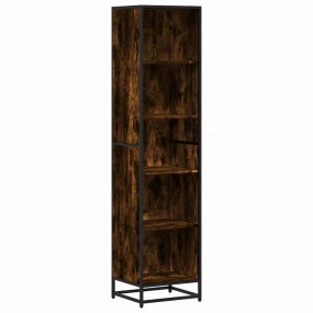 Book Cabinet Smoked Oak Engineered Wood, Metal Medium