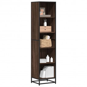 Book Cabinet Brown Oak Engineered Wood, Metal Tall Book...