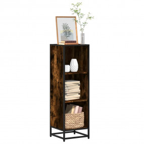 Book Cabinet Smoked Oak Engineered Wood, Metal Medium