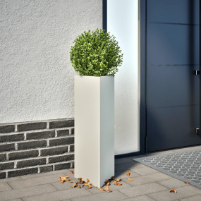 Garden Planter White Steel 11.8x10.2x29.5 in Durable