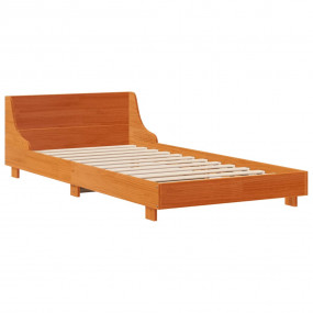 Bed Frame Wax Brown Solid Pine Wood Small Single  Durab...