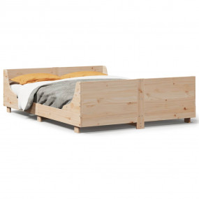 Bed Frame Natural wood Solid pine wood Double Durable B...