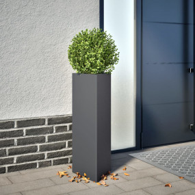 Garden Planter Set of 2 Anthracite Steel Garden Planter