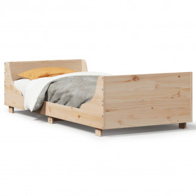 Bed Frame Natural Wood Solid pine wood, Plywood Twin Be...