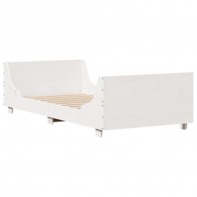 Bed Frame White Solid pine wood, Plywood Twin Bed Frame