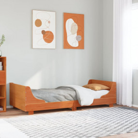 Bed Frame Wax Brown Solid pine wood Twin Durable Bed Fr...