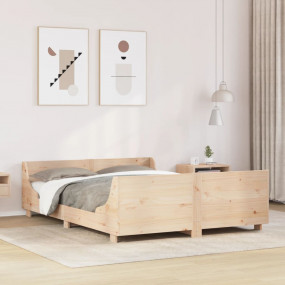 Bed Frame Natural Wood Solid pine wood Small Double Dur...