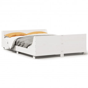 Bed Frame White Solid pine wood, Plywood Small Double D...