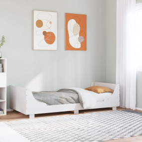 Bed Frame White Solid Pine Wood Single Bed Frame Rectan...