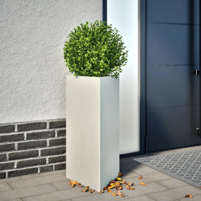 Garden Planter Set of 2 White Steel Medium Durable