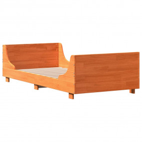 Bed Frame Wax Brown Solid pine wood Twin Modern Bed Fra...